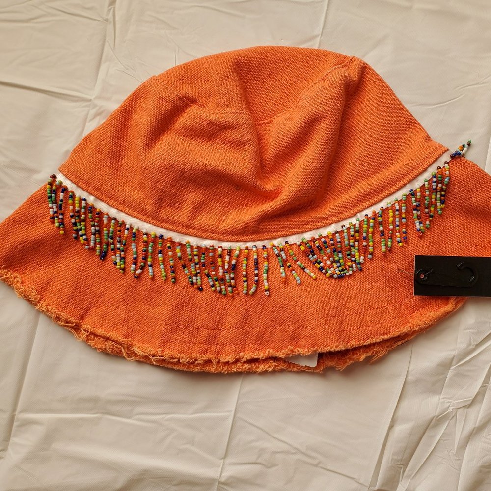 Badgley Mischka Beaded Trim Bucket Hat